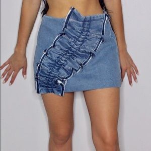 🆕Zara ruffle frill denim skirt